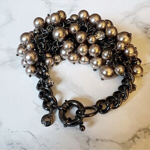 J. Crew faux pearl crystal cluster statement bracelet